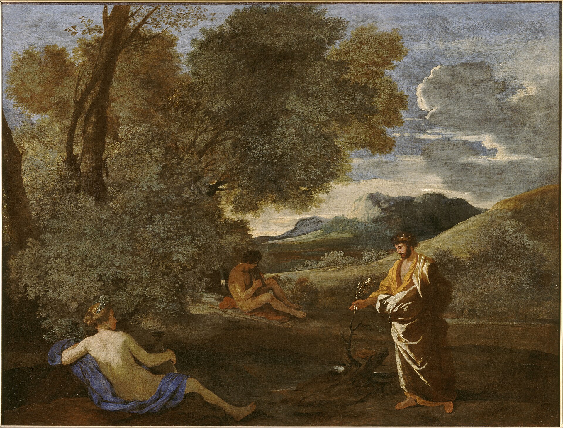 Imagem de referência de Midas transformando o galho de carvalho em ouro, descrito nos dados abertos como pintura de Nicolas Poussin