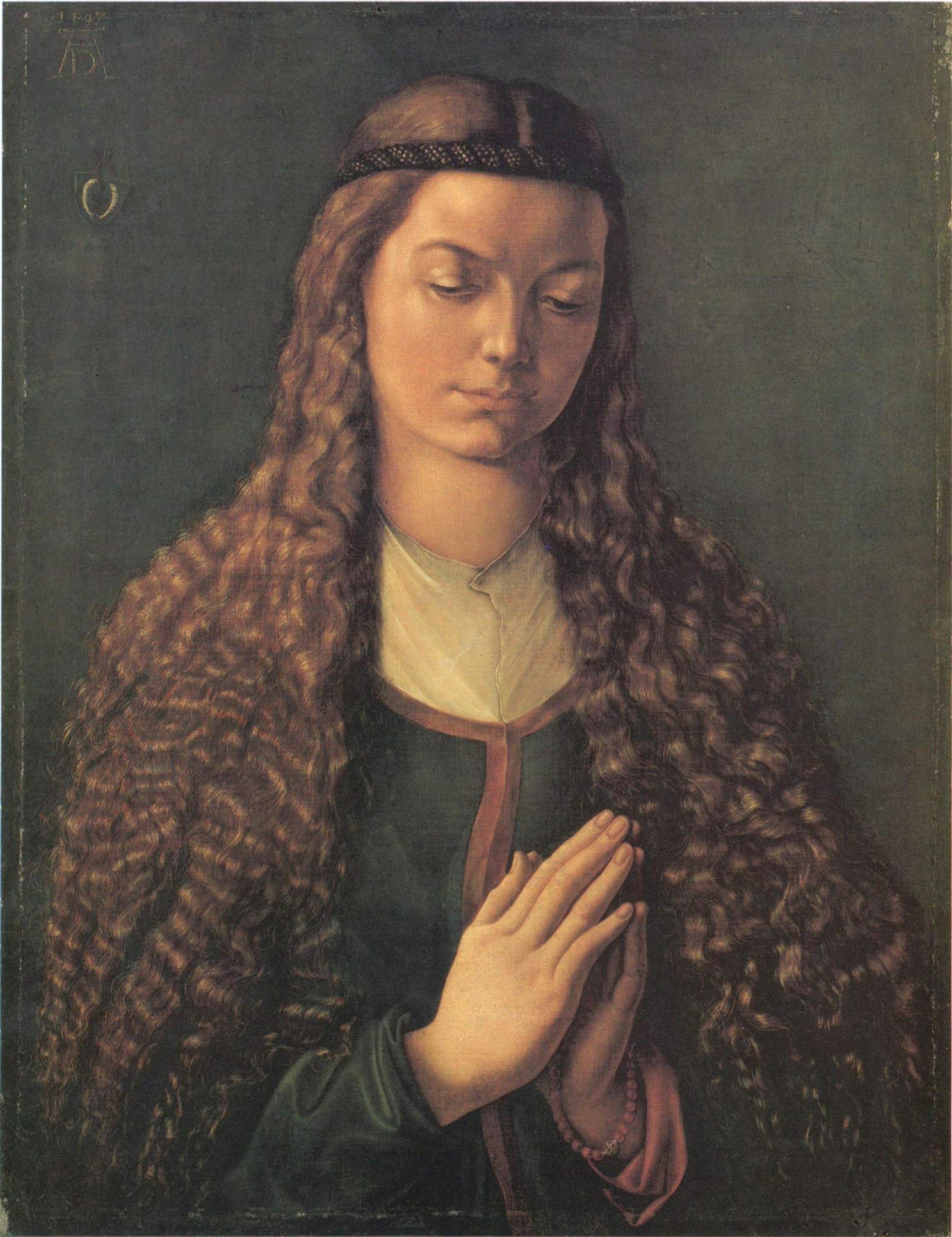 Imagem de referência de Porträt der jungen Fürlegerin mit offenen Haaren, descrito nos dados abertos como pintura de Albrecht Dürer