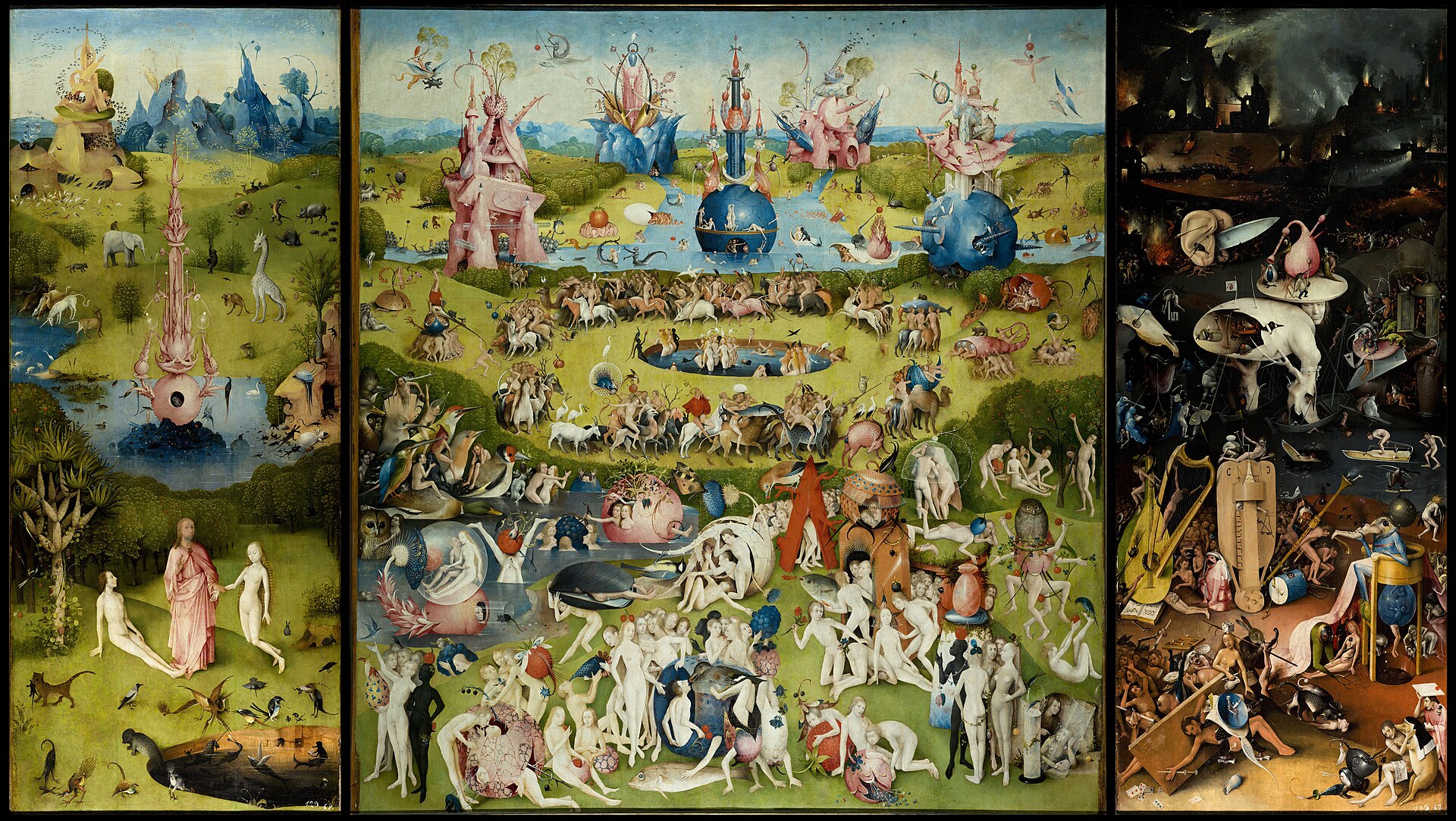Imagem de referência de O Jardim das Delícias Terrenas, descrito nos dados abertos como pintura de Hieronymus Bosch
