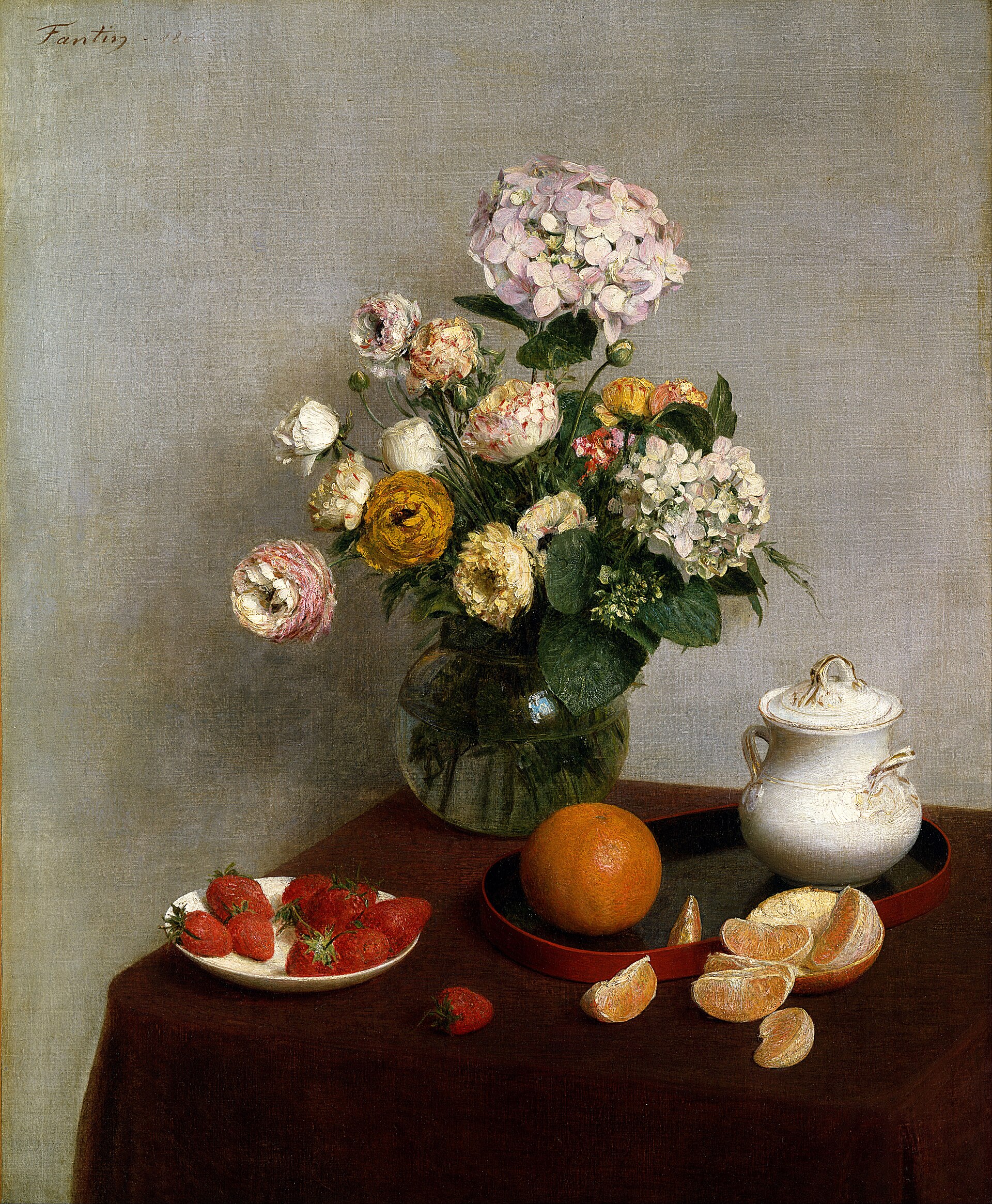 Imagem de referência de Flores de Verão e Frutos, descrito nos dados abertos como pintura de Henri Fantin-Latour