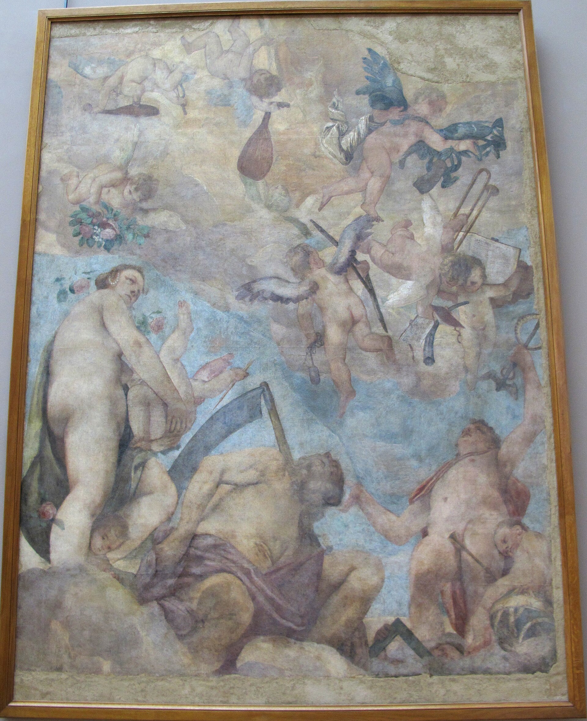 Imagem de referência de Os olímpicos: Vénus, Saturno e Mercúrio, descrito nos dados abertos como pintura de Paolo Veronese
