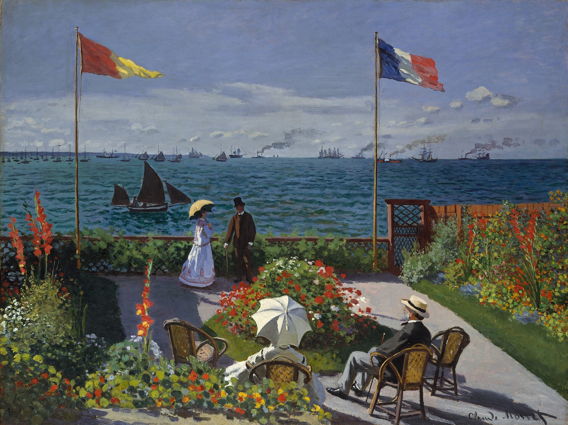 Imagem de referência de Jardim em Sainte-Adresse, descrito nos dados abertos como pintura de Claude Monet