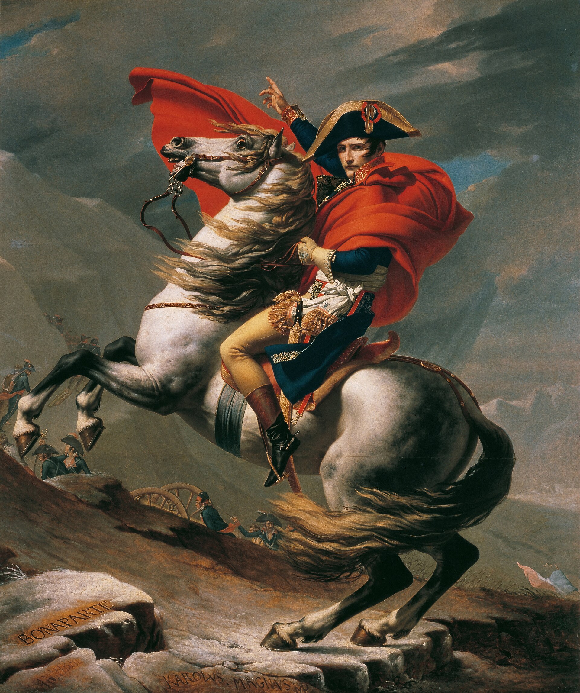 Imagem de referência de Napoleão cruzando os Alpes, descrito nos dados abertos como pintura de Jacques-Louis David