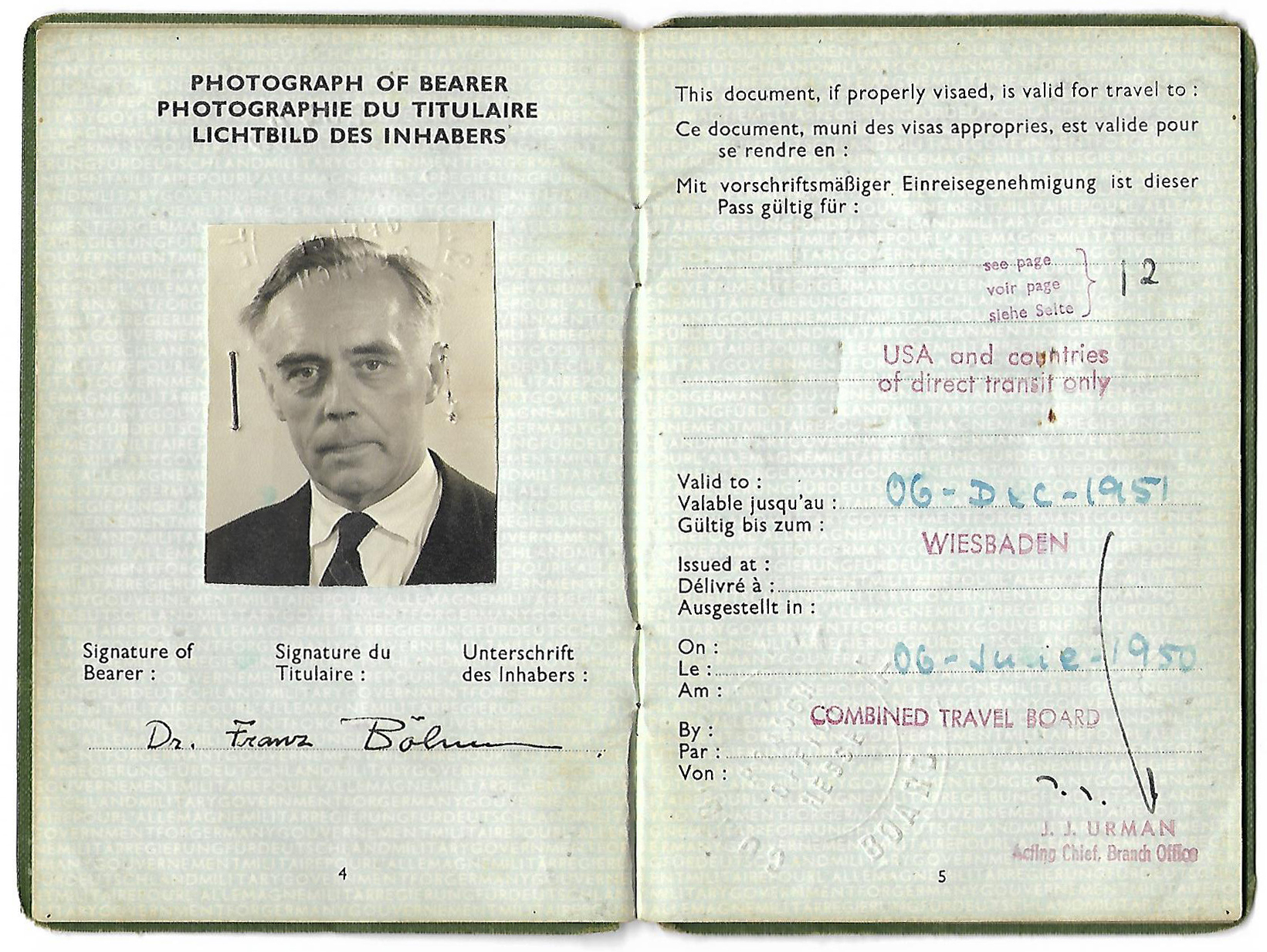 Imagem de referência relacionada a Franz Böhm, item descrito como político alemão