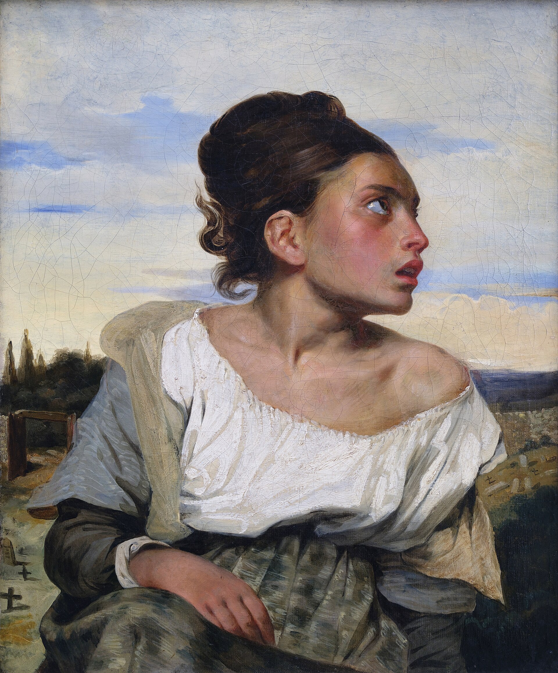 Imagem de referência de Menina Órfã no Cemitério, descrito nos dados abertos como pintura de Eugène Delacroix