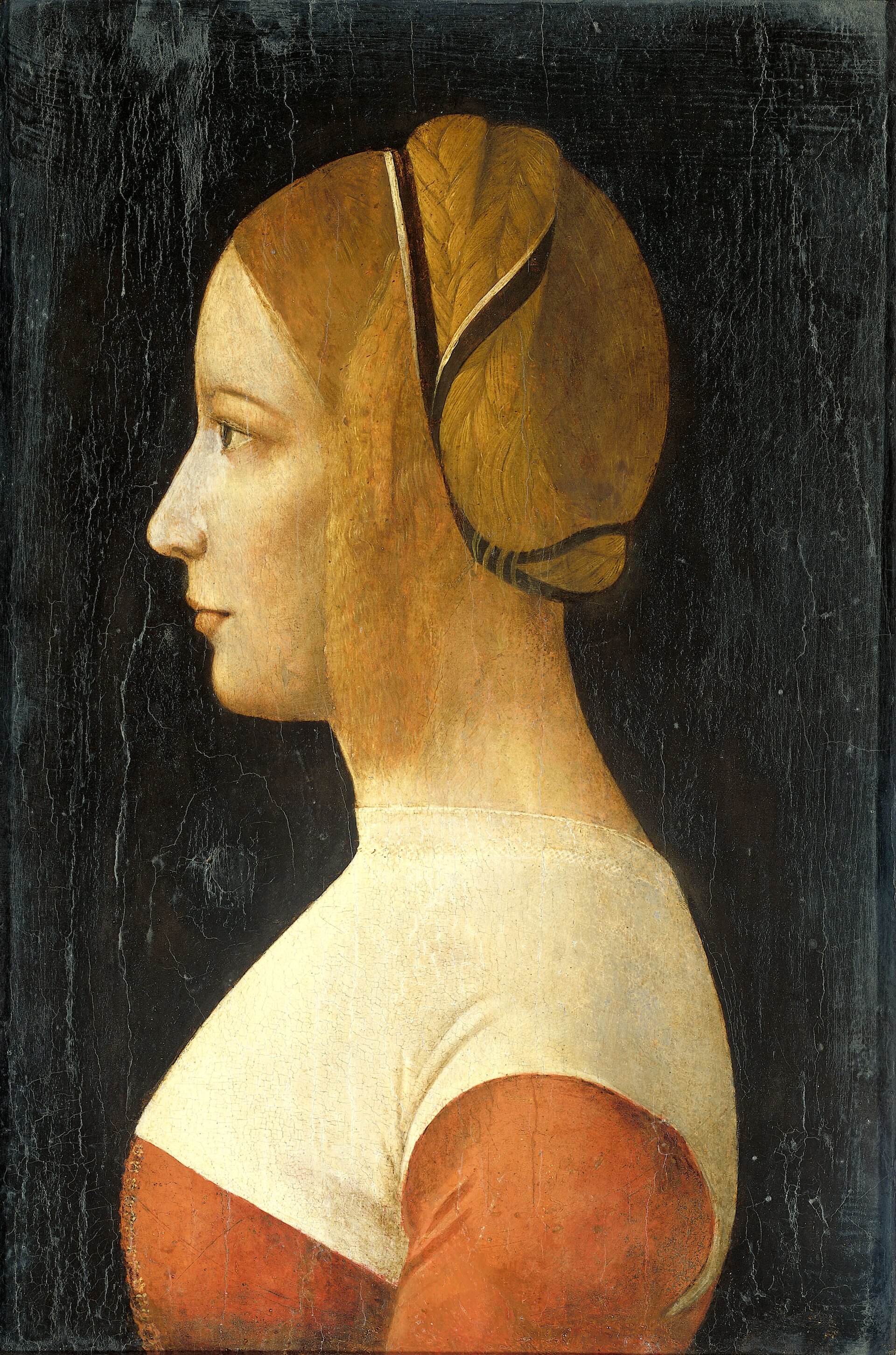 Imagem de referência de Retrato de uma jovem mulher., descrito nos dados abertos como pintura de desconhecido