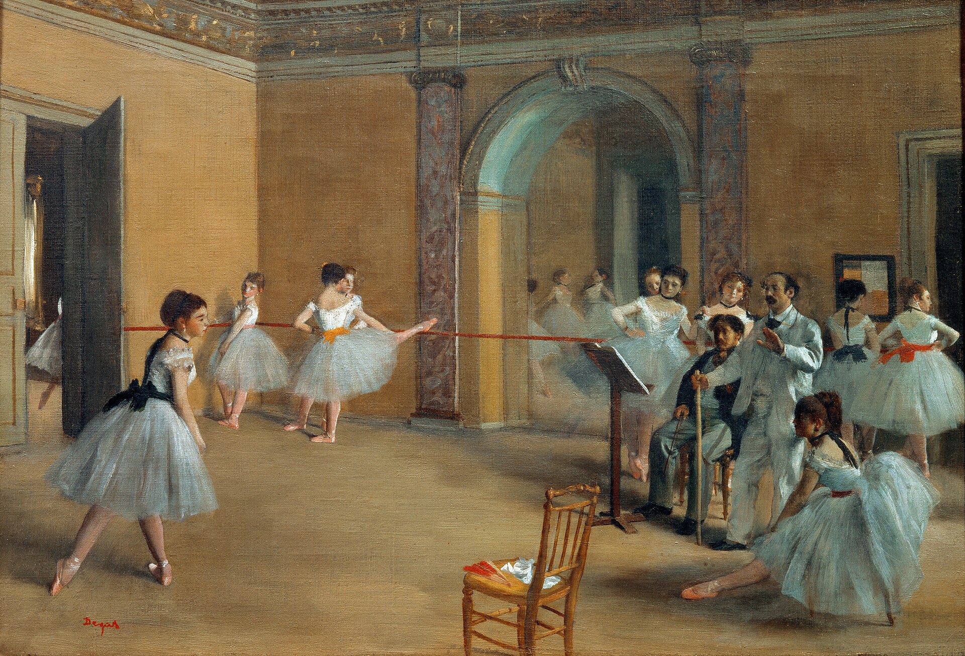 Imagem de referência de O ensaio de dança da Ópera na rua Le Peletier, descrito nos dados abertos como pintura de Edgar Degas