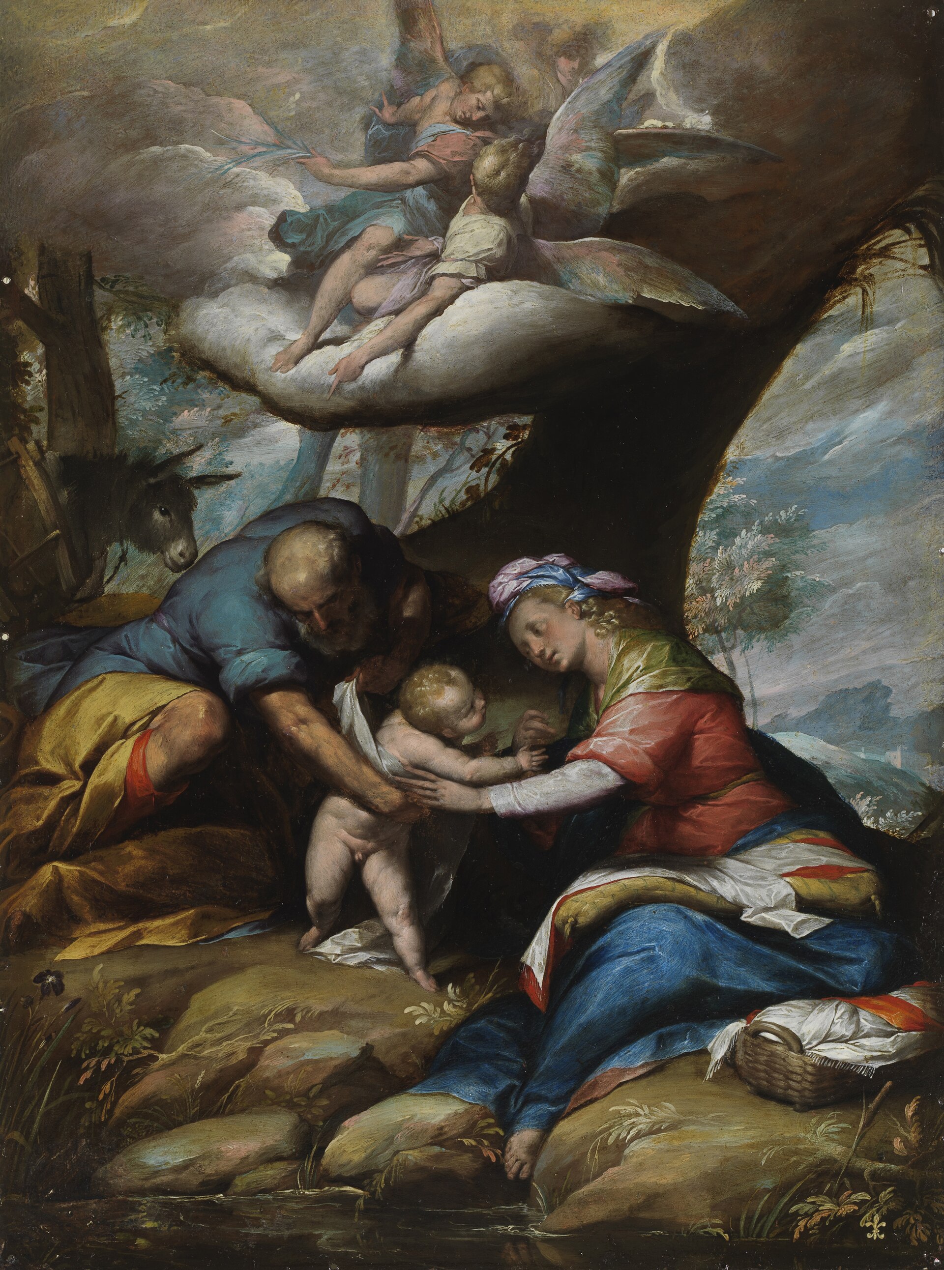 Imagem de referência de Descanso na fuga para o Egito, descrito nos dados abertos como pintura de Giovanni Battista Crespi