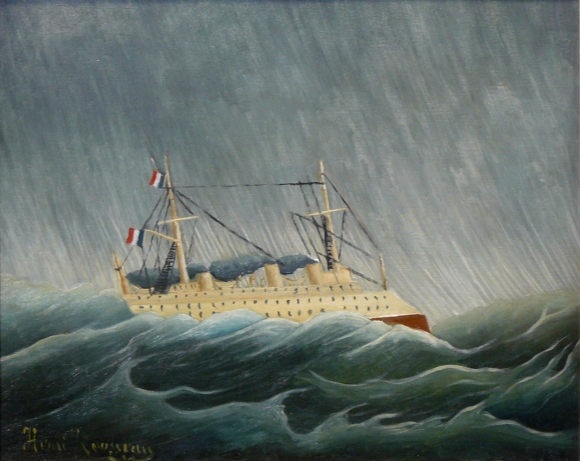 Imagem de referência de Navio na tempestade, descrito nos dados abertos como pintura de Henri Rousseau