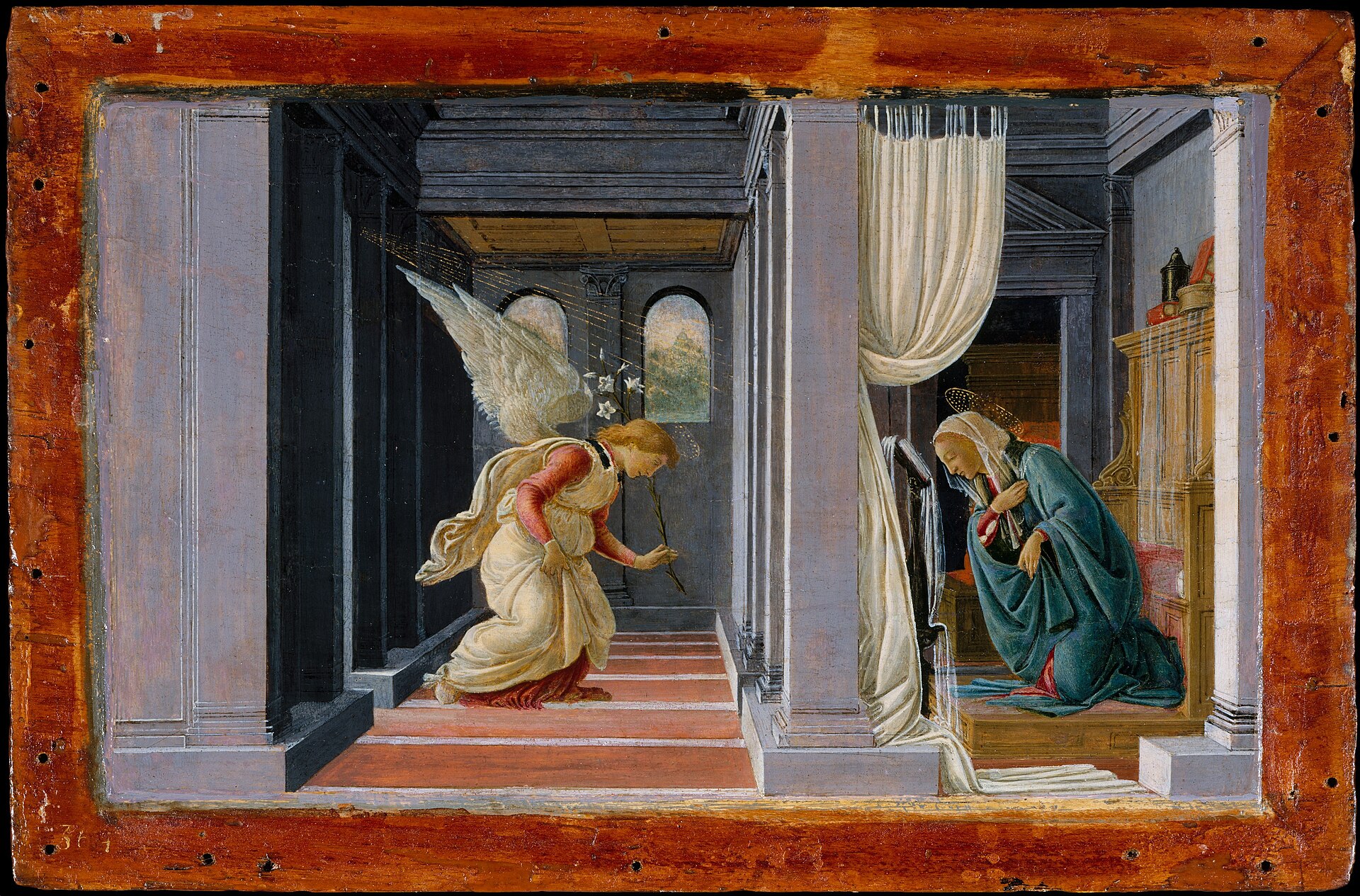 Imagem de referência de Anunciação (Botticelli, Nova York), descrito nos dados abertos como pintura de Sandro Botticelli