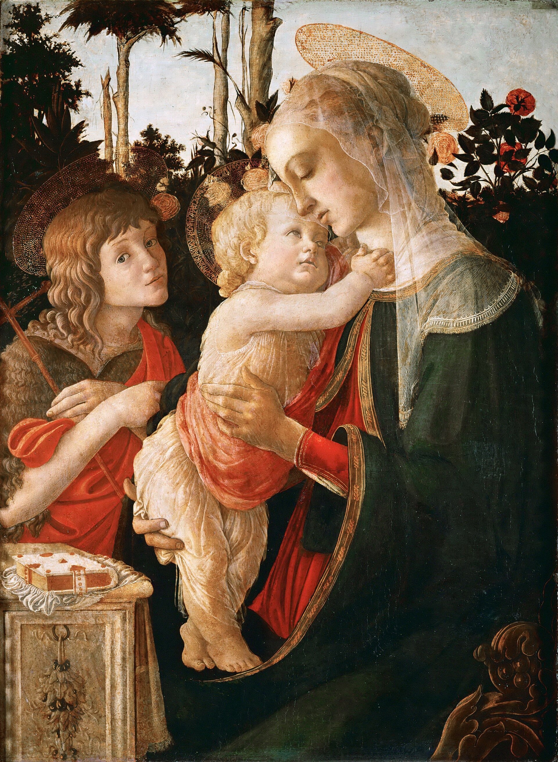 Imagem de referência de A Madonna e Criança com o Menino São João Batista, descrito nos dados abertos como pintura de Sandro Botticelli