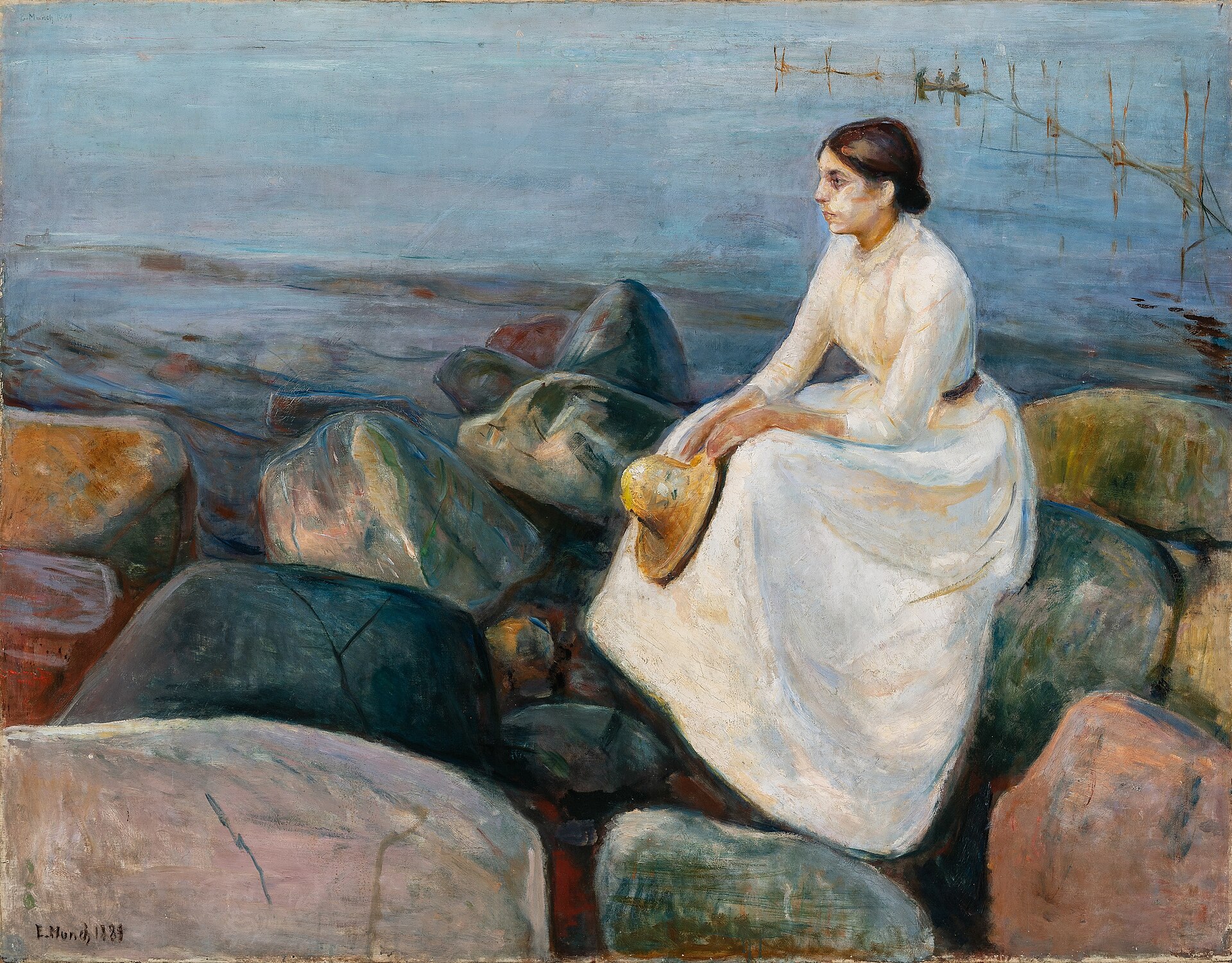 Imagem de referência de Inger na praia, descrito nos dados abertos como pintura de Edvard Munch