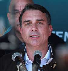 Candidato à Presidência Flávio Bolsonaro durante ato de campanha em Esteio, no Rio Grande do Sul Foto: Reuters