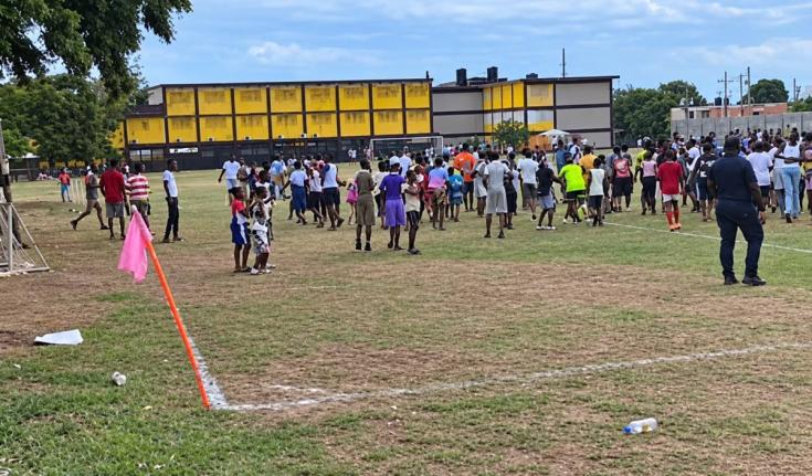 A brawl broke out among spectators on the field following Tuesday’s Walker Cup match between Vauxhall High and hosts Charlie Smith High in Kingston.