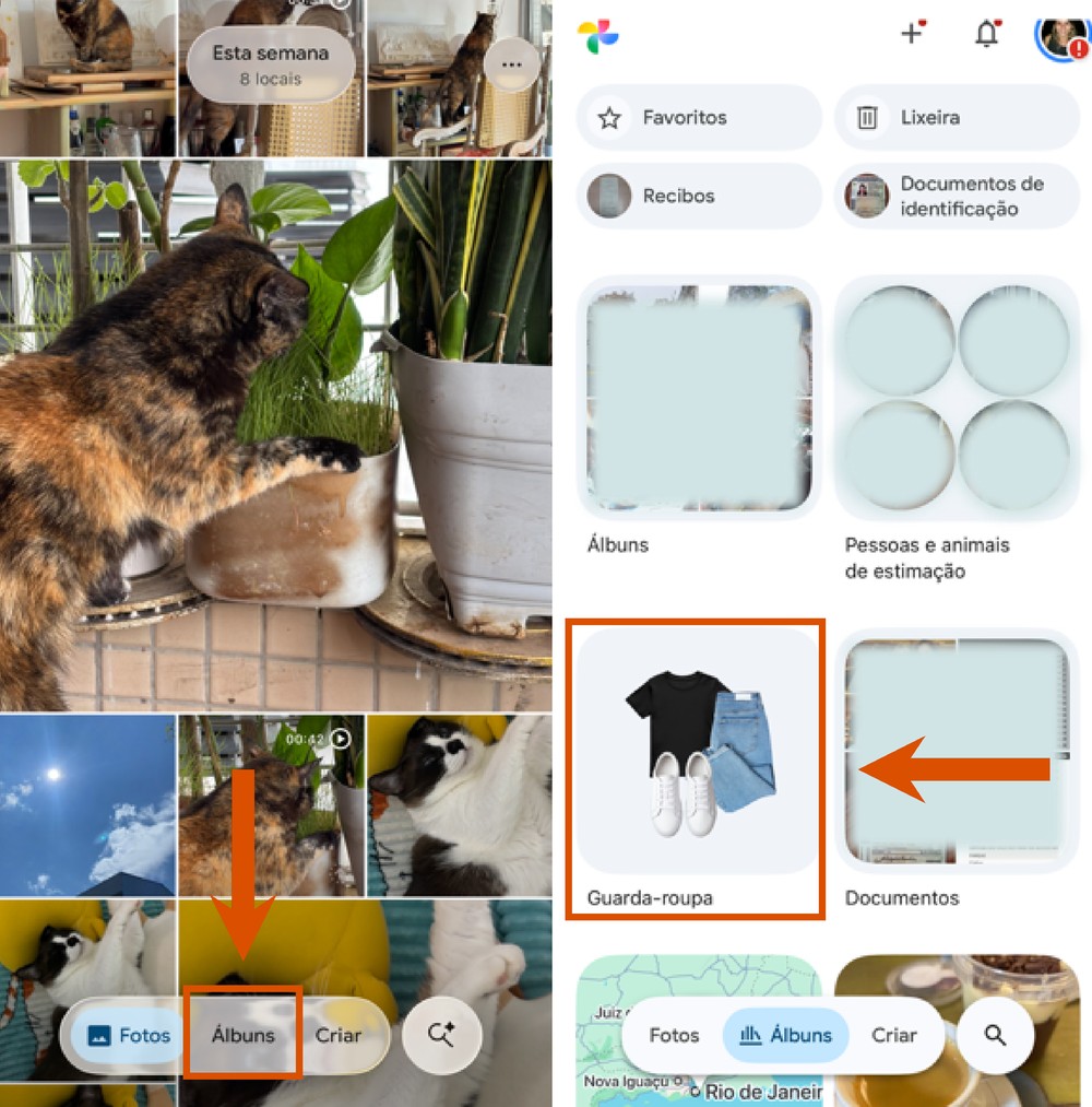 Acesse o aplicativo Google Fotos para montar seu armário virtual — Foto: Reprodução/Paola Mansur