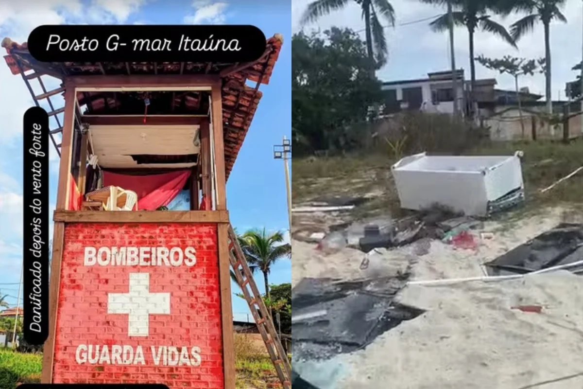 Imagem colorida, geladeira foi derrubada pela ventania- Metrópoles