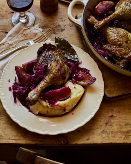 Alissa Timoshkina’s duck legs with braised sauerkraut, apples and cranberries.