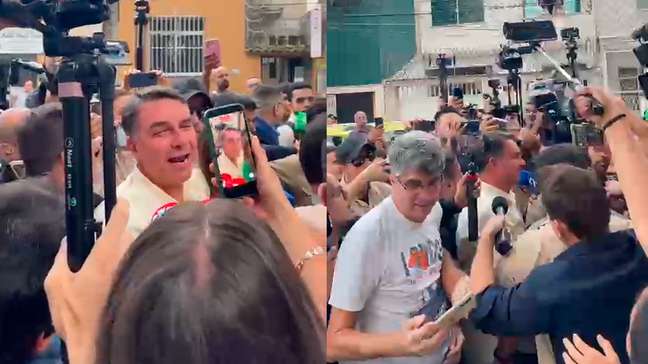 Tumulto, celebração e provocações de eleitores do PT: Flávio Bolsonaro vota em escola no RJ