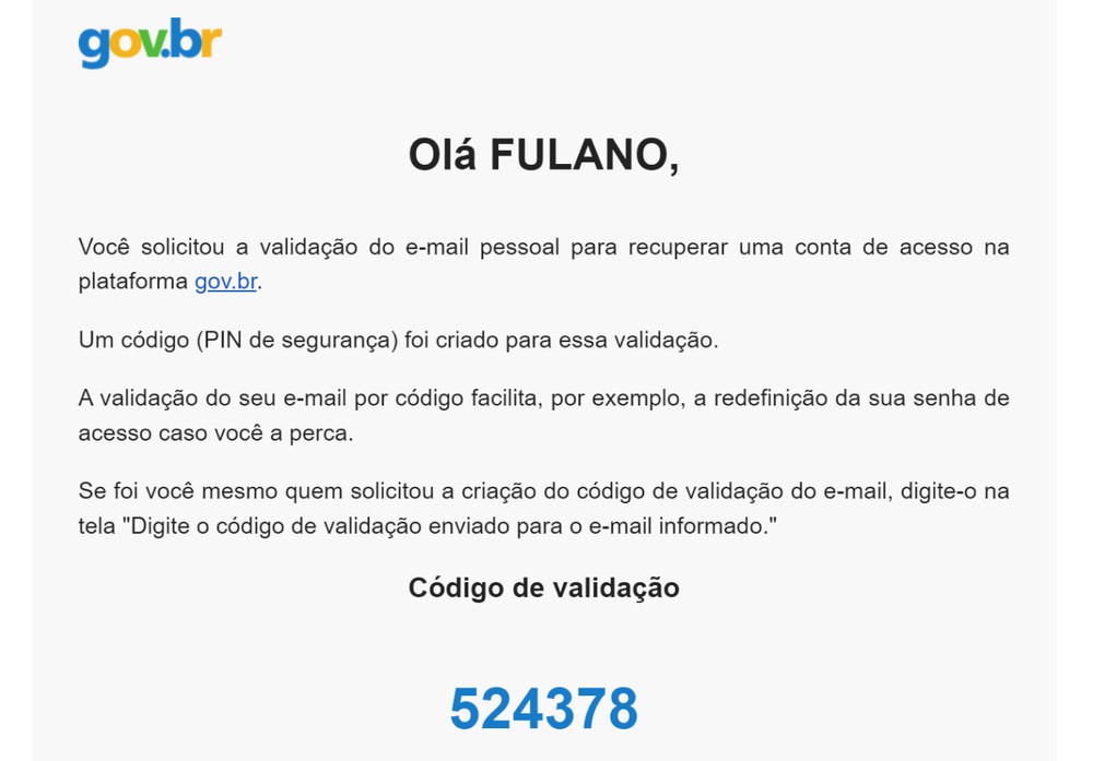 Receba o código de segurança via e-mail ou SMS — Foto: Divulgação/Gov.br