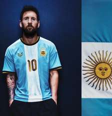 Camisa da despedida de Messi da Argentina tem detalhes dourados e Sol de Maio Foto: Reprodução/Instagram/@leomessi