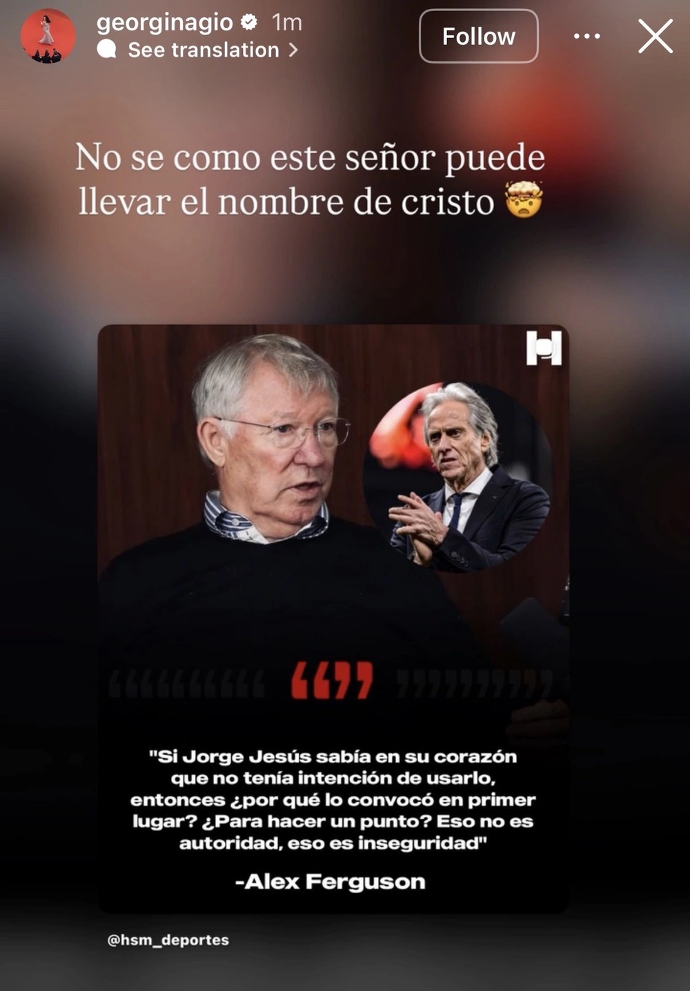 O post de Georgina Rodríguez — Foto: Reprodução/Instagram
