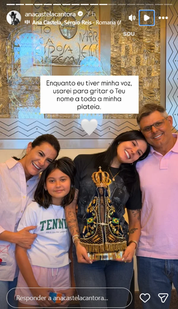 Devota, Ana Castela faz homenagem à Nossa Senhora Aparecida: "No coração"
