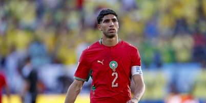Achraf Hakimi, do Marrocos, na partida contra a Fran&ccedil;a pelas quartas de final da Copa do Mundo de 2026 Foto: MAURICE VAN STEEN / ANP (Photo by ANP via Getty Images)