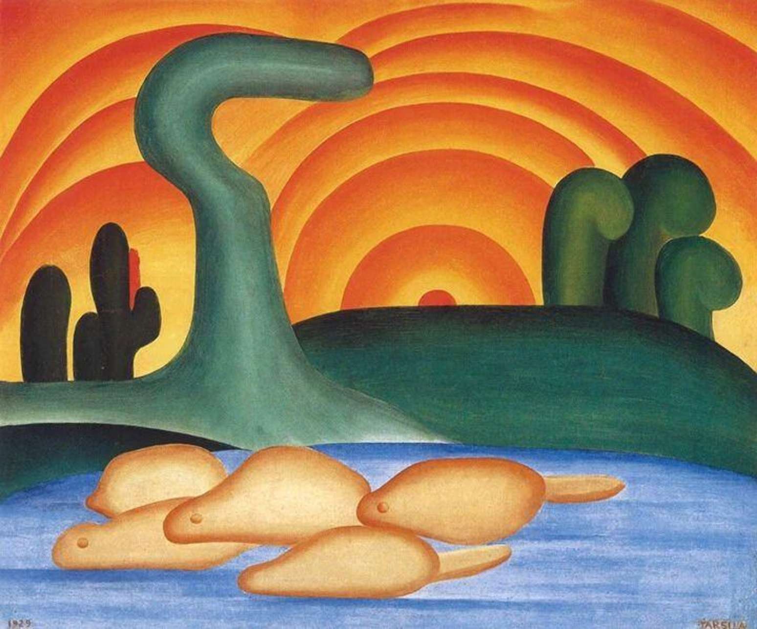 Pintura O Sol Poente, de Tarsila do Amaral, que foi oferecida a Vorcaro sob condição de sigilo e por metade do preço