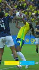 Aos 12 min do 2º tempo - cartão vermelho direto de Evelyn Domínguez da Argentina contra o Brasil