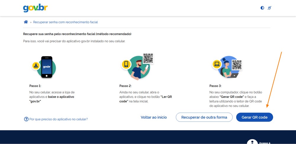 Clique no botão 'Gerar QR Code' — Foto: Reprodução/Róbson Martins
